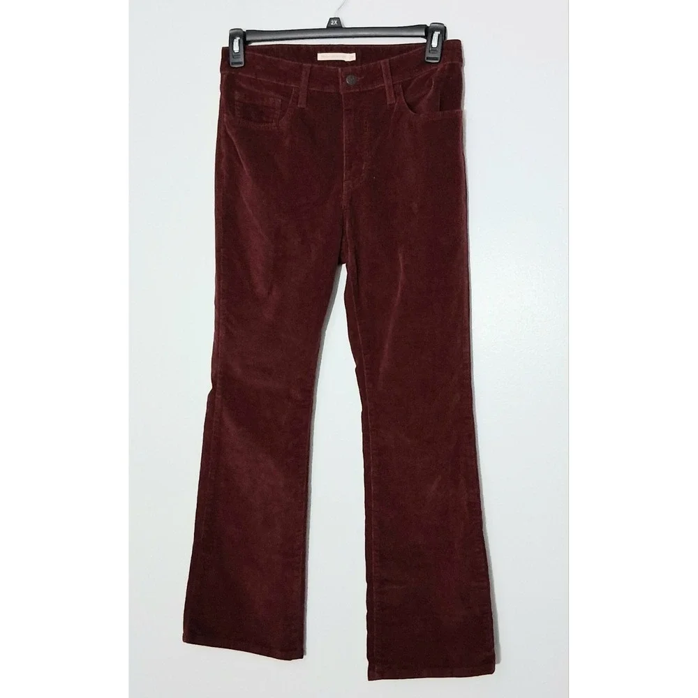 Levi's 725 High Rise Bootcut Pants Women's Size 29 Red Corduroy Pockets Preowned